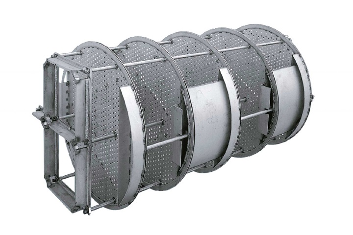 Picture of a cartridge tray for flanged columns on black background