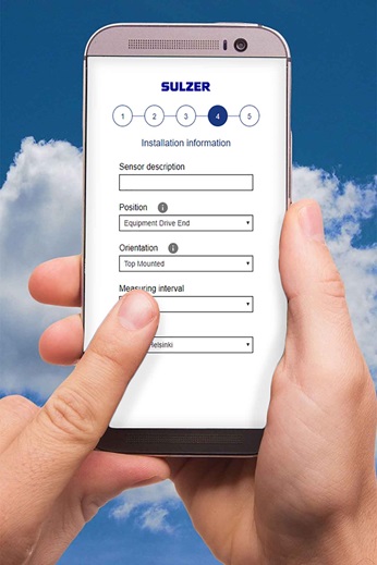 Sulzer Sense's installation window on mobilephone screen
